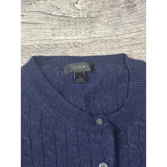 J.Crew Wool Blend Cable Knit Cardigan Navy Sweater - Picture 6 of 7